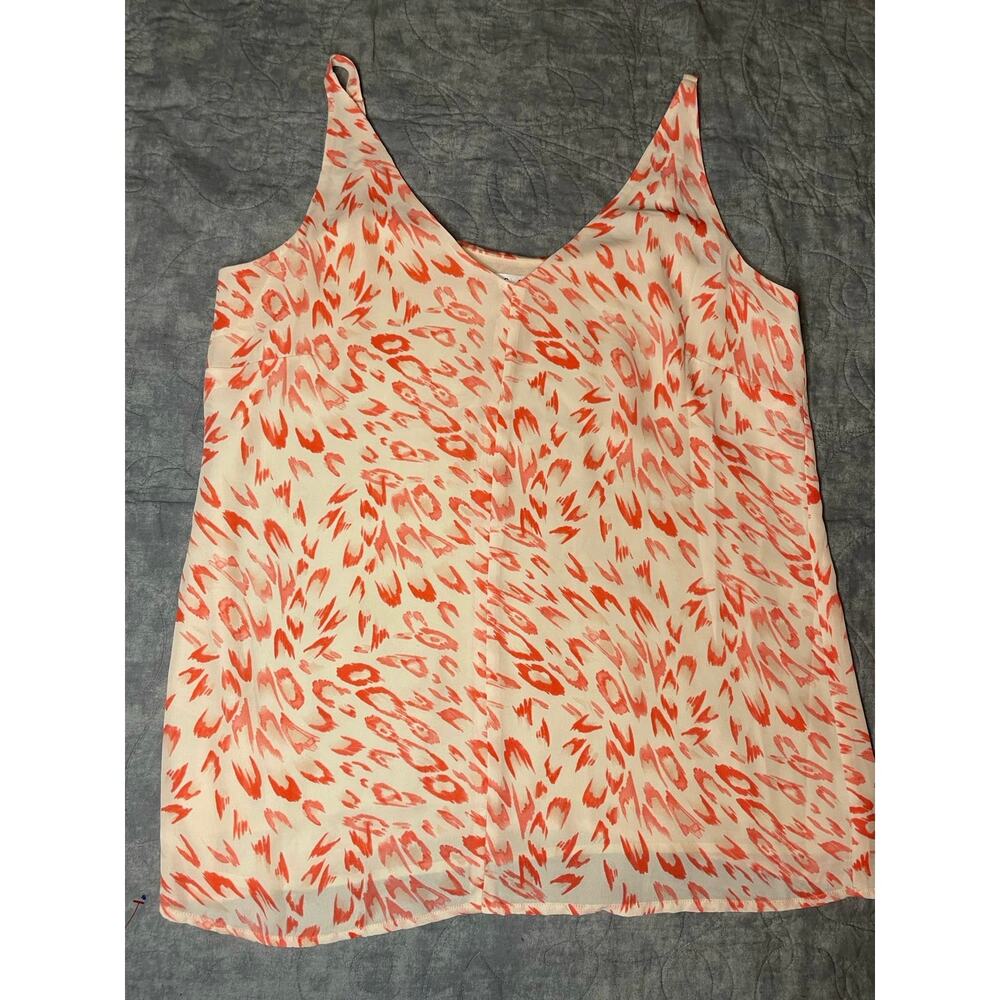 Cabi Flirty Cami Coral Cream Animal Print Adjustable Strap Tank Top Medium M 267